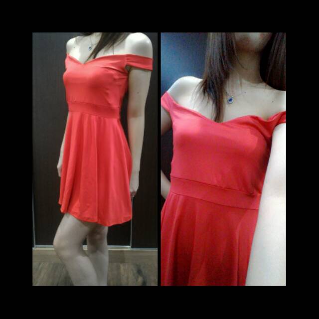 Sabrina red dress bahan scuba import korea cocok buat kondangan&office bisa dipaduin blazer