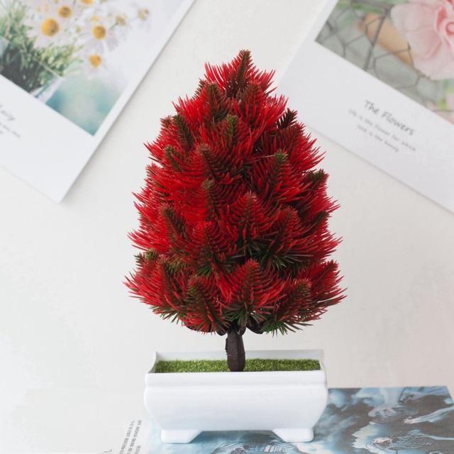 NM 564 bunga plastik/pajangan bunga artifisial/vas petak-Merah