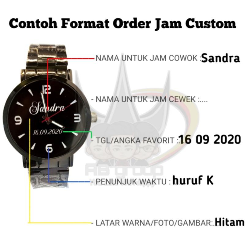 Jam Tangan Custom Desain Nama | Bisa Request Desain