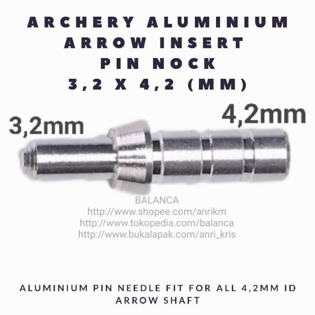 PIN NOCK 4.2mm x 3.2mm Aluminium Pin Nock Anak Panah Arrow Insert Pin Nock Bushing Adapter Nock Pin