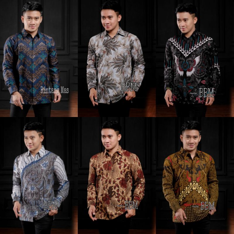 Batik Pria Lengan Panjang BATIK PEKALONGAN HITS HRB026 motif KERATONAN kode 002 SIZE M L XL XXL