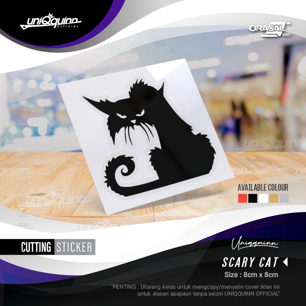 

UQ Stiker Kucing | Cutting Sticket Scarry Black Cat | Stiker Lucu Cutting Stiker custom