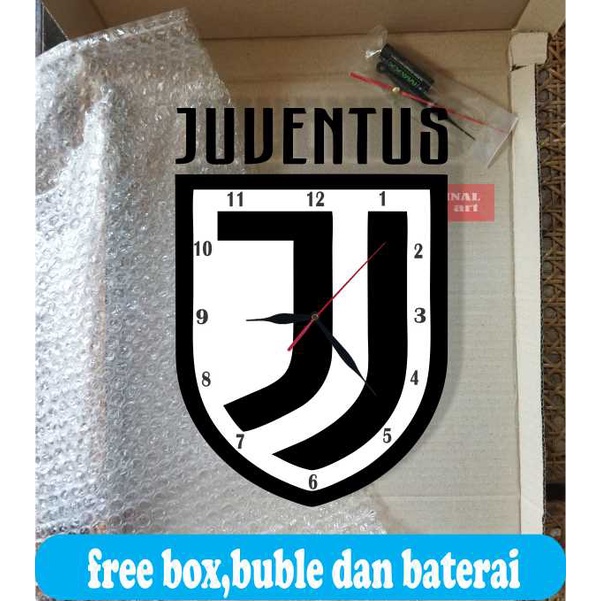 JAM DINDING KARAKTER UNIK MURAH VINTAGE UKIRAN KAYU GAMBAR LOGO JUVENTUS TERBARU