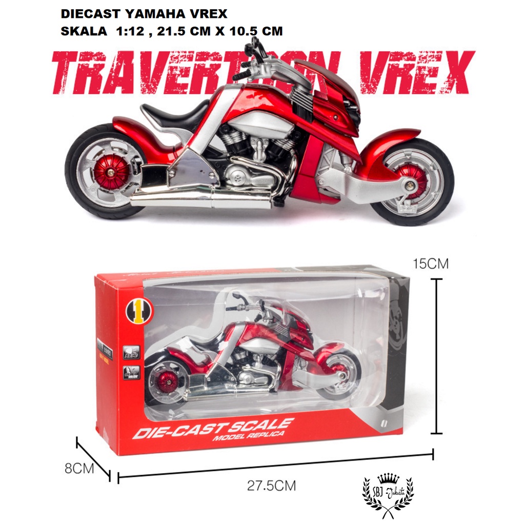 Diecast miniatur Sepeda Motor Yamaha Traverston V-Rex Skala 1:12 VREX YAMAHA