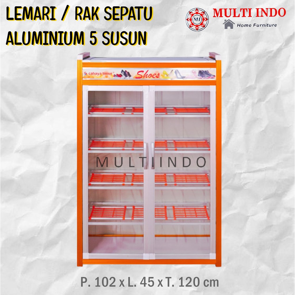 LEMARI / RAK SEPATU ALUMINIUM 5 SUSUN ( 120 cm )