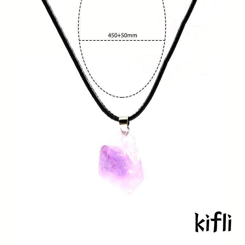 Kalung Liontin Batu Amethyst Kasar Alami DIY Untuk Pria Dan Wanita