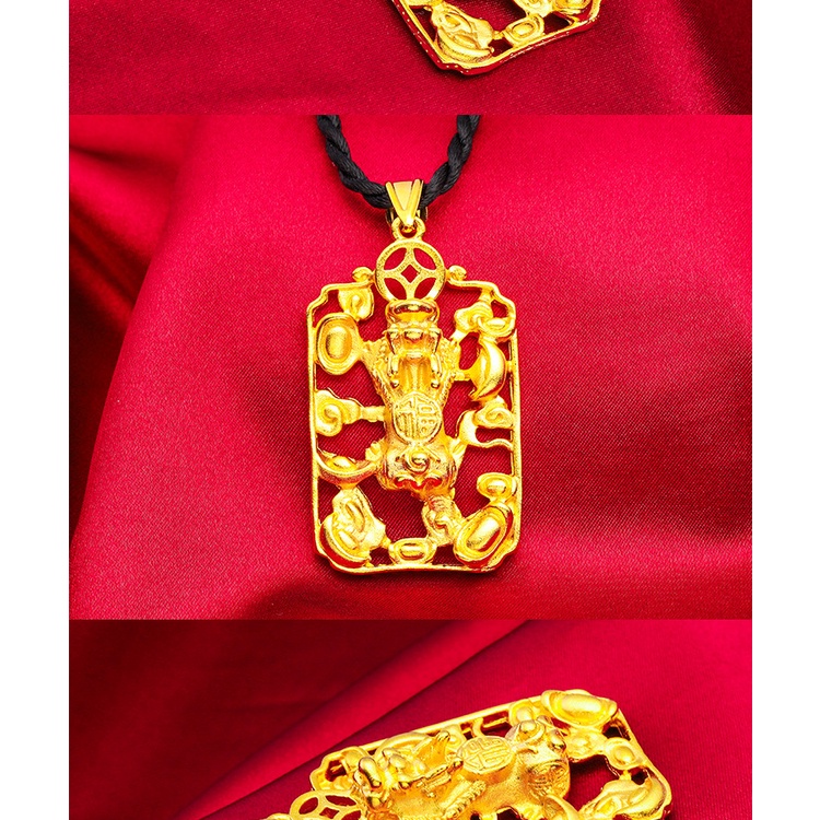 Liontin Desain Fortune Pixiu Gold Plated Emas Asli Kadar 375Gaya Korea Untuk Pria Dan Wanita