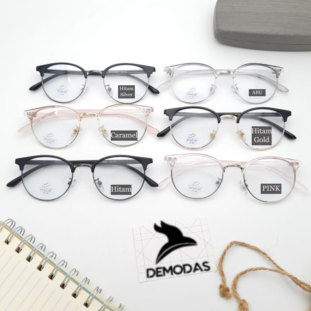 Demodas Kacamata Lensa Photocromic (AntiRadiasi Photochromic Blueray Bluecromic) bluechromic Normal Minus Silinder 6214 Kacamata minus wanita kacamata wanita demodass Demodas Glasses