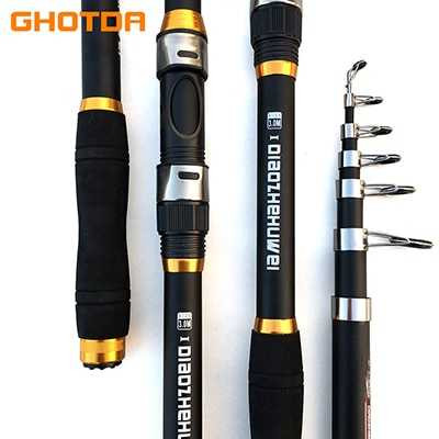 Joran Pancing Carbon Fiber Telescopic GHOTDA Portable tegek antena daido super lentur fiber solid or