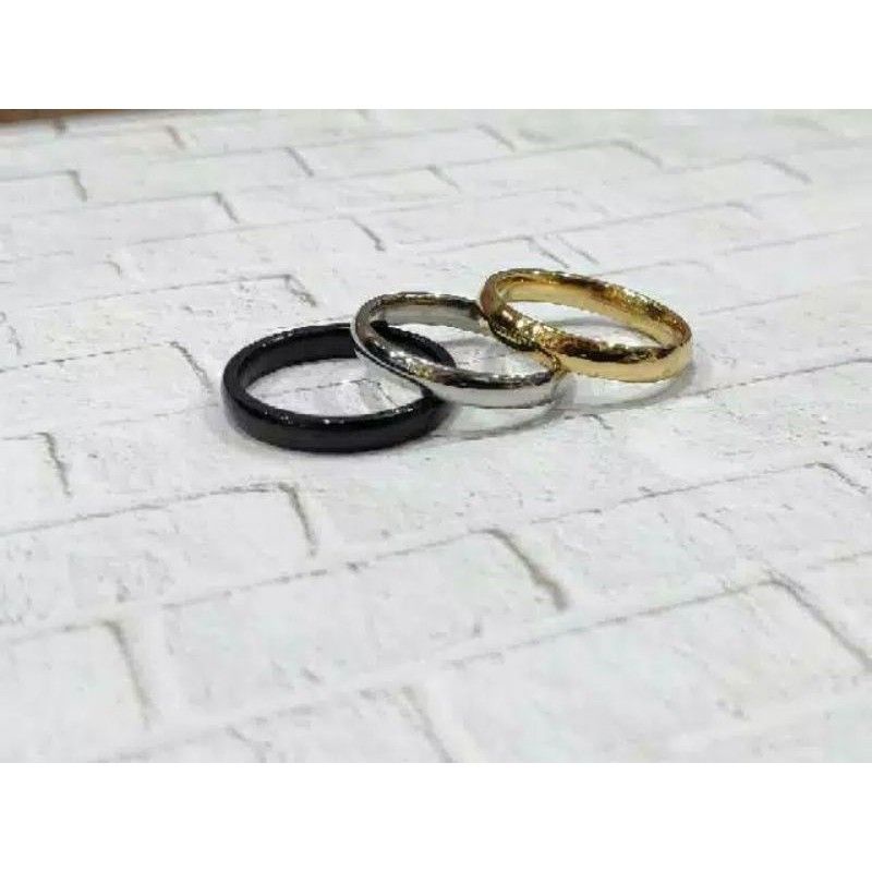 cincin titanium stainless steel, cincin couple, cicin kawin, silver gold black harga/pcs