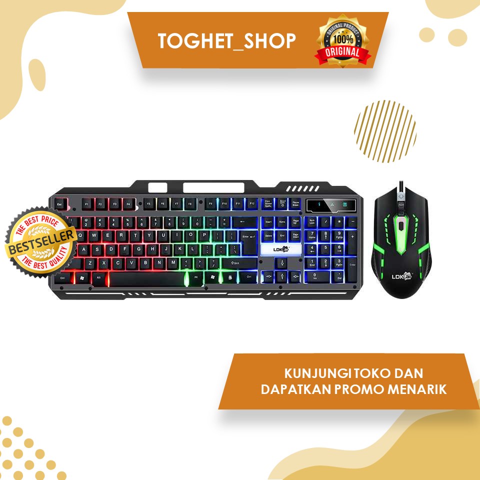 Keyboard Gaming LED Dengan Mouse Keyboard Mouse Gaming Gamer Dengan Lampu LED Multicolor Desain Kere