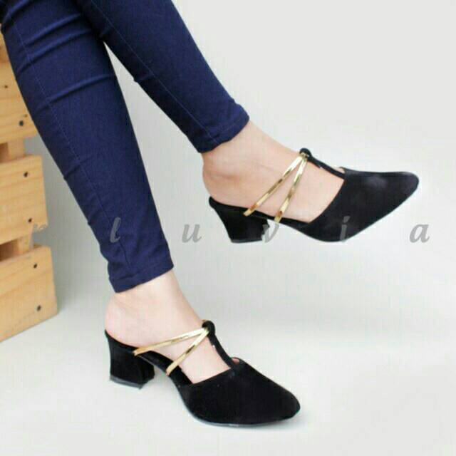 (FREE ONGKIR) PALING MURAH CANTIK HITAM HEELS ZARA HEELS 5CM ZR10 BIG HEELS BLACK RED