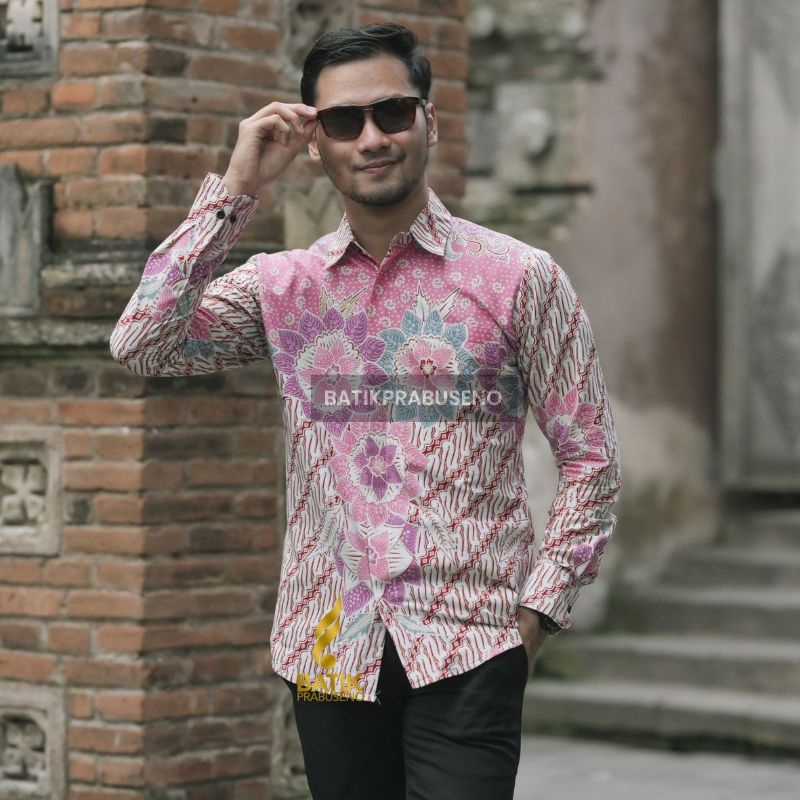 Motif Deviana Pink Kemeja Batik Lengan Panjang Slimfit Original Brand  Prabuseno Full Furing Modern 
