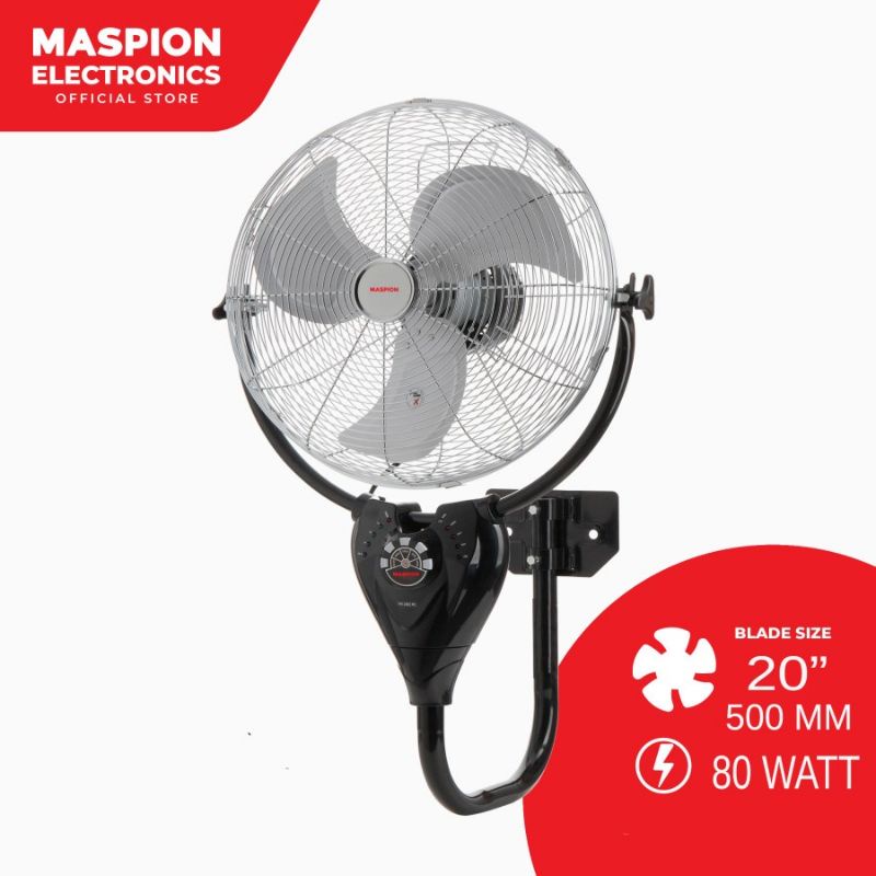 Maspion Power Wall Fan Remote Kipas Angin Dinding Industri 20 Inch PW 2002 RC + Remot