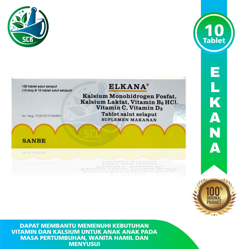 Elkana Tablet - Calcium, Vitamin C, Vitamin D3 - 10Tablet