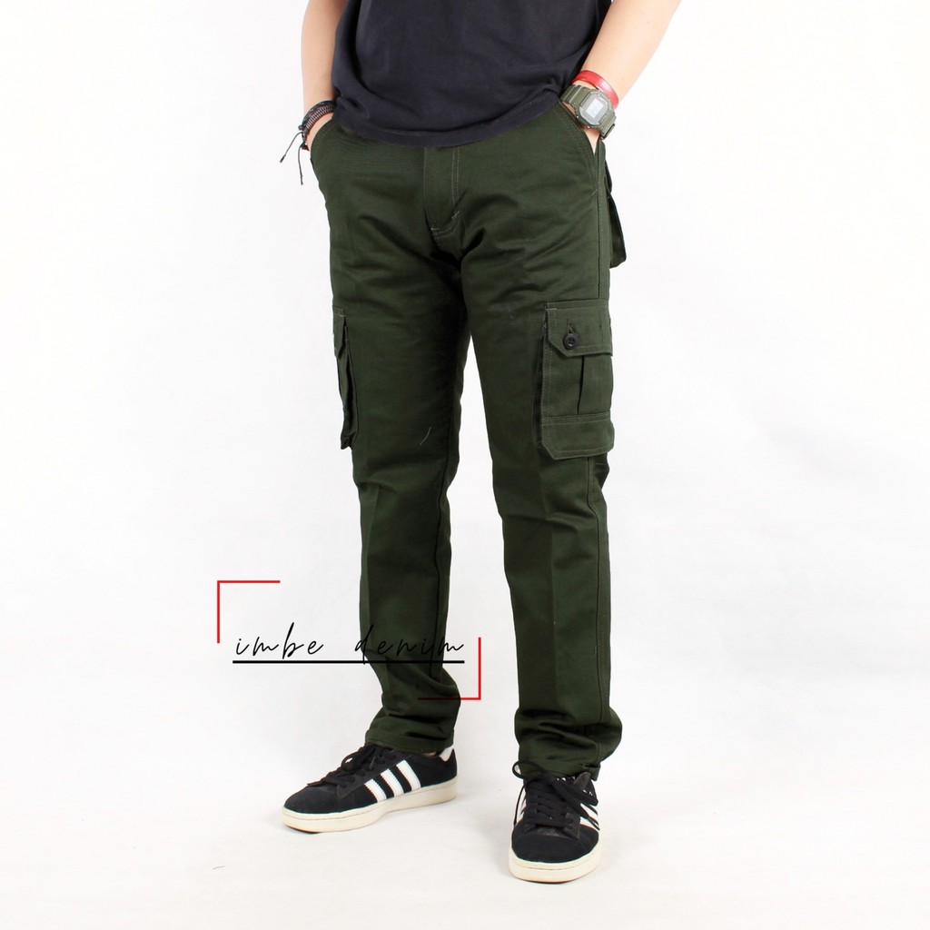 Celana Cargo Panjang Pria Premium Kanvas Original Slimfit Long Cargo PDL Distro Bigsize