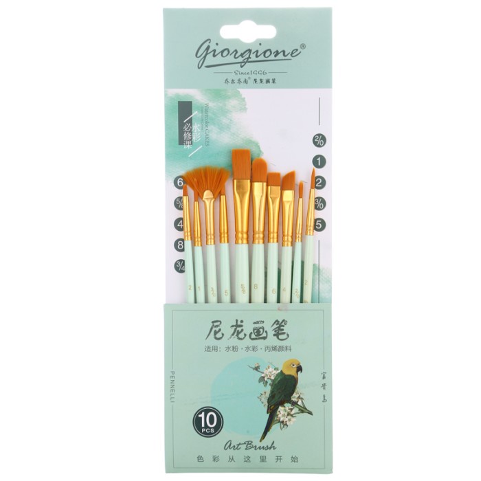 

Giorgione Brush Set 10 pcs G-188 / Kuas Lukis Set 10 - Mint Green