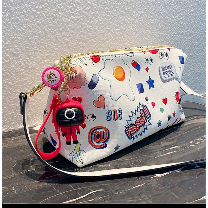 Gantungan Kunci Bentuk Topeng Cumi-Cumi Bahan Pvc Gaya Korea Untuk Aksesoris Tas Wanita