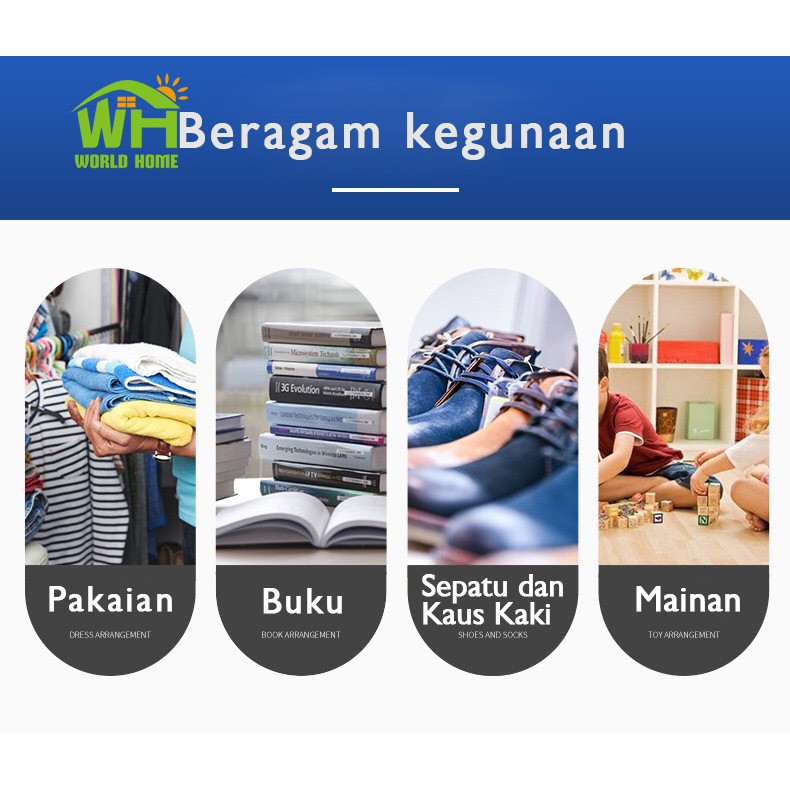 Lemari Sisi Ranjang 3 Laci Lemari 3 Laci Kain Rak Lemari Penyimpanan GZ-2 WHFURNITURE