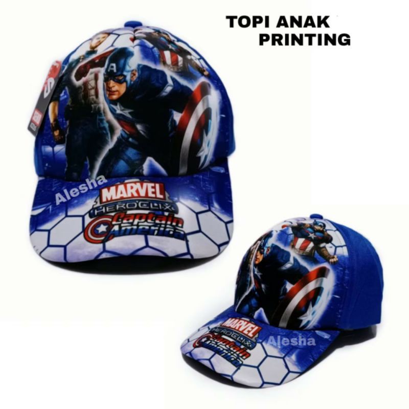 REALPICT Topi TerMuraH anak printing c.amrica/spiderman buat anak umur 2-10tahun