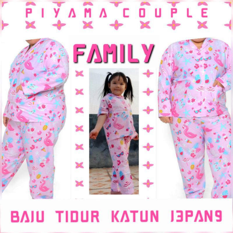 piyama bisa couple ibu dan anak setelan katun jepang karakter motif cewek perempuan set baju tidur