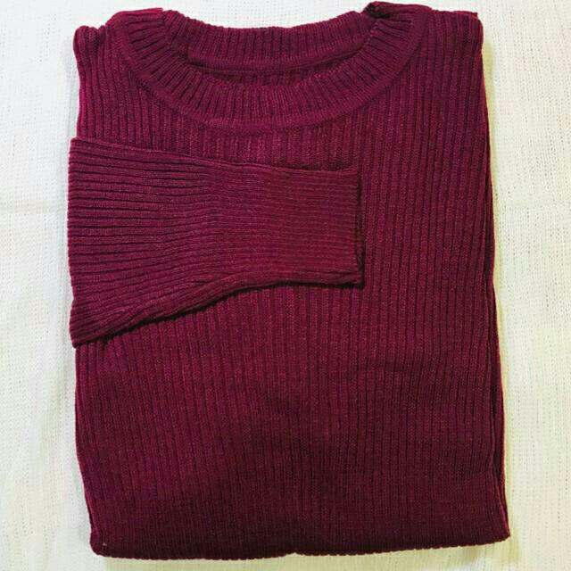 Premium Boxy Jumbo Tebal XL - XXL| Sweater Rajut Korea-maroon