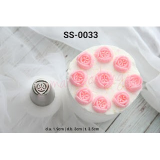 SS-0033 Spuit rusia kecil bunga flower buttercream cake macaron