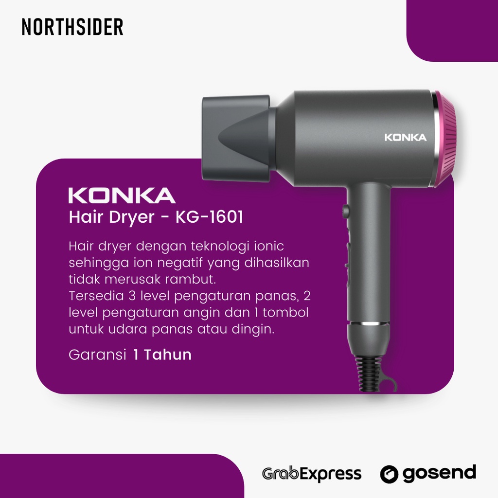 KONKA HAIR DRYER IONIC | PENGERING RAMBUT - KG-1601