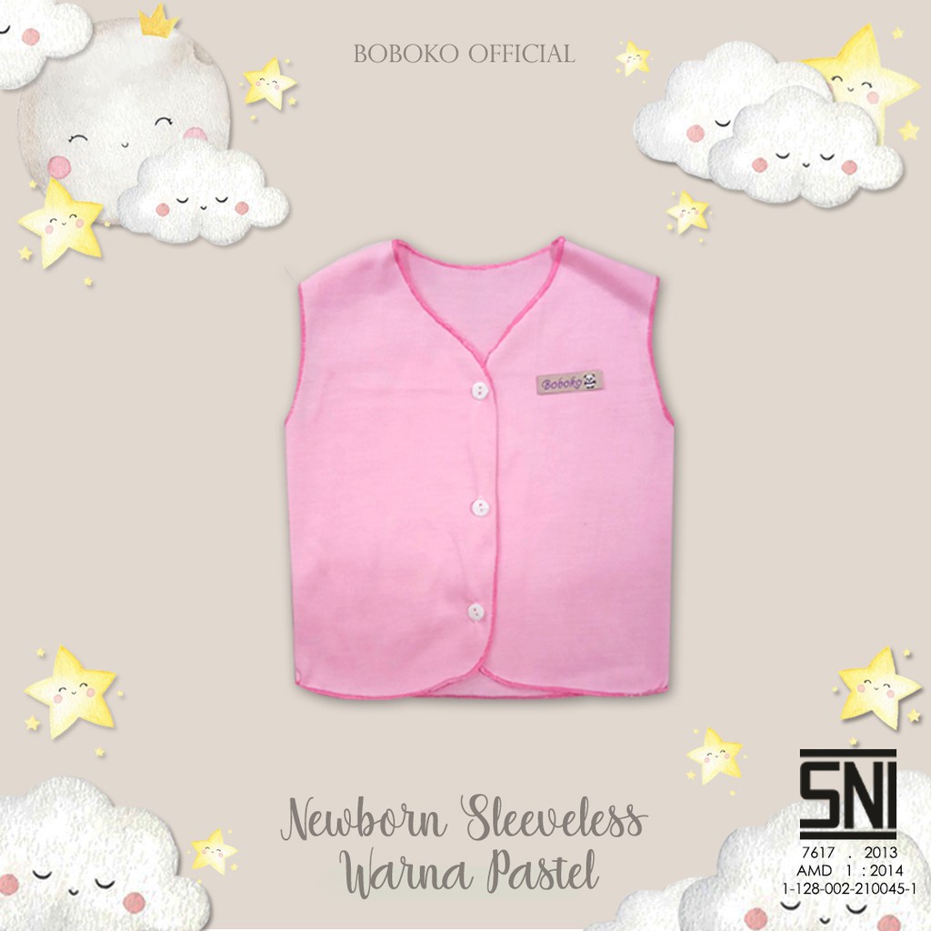 BOBOKO Baju Bayi Newborn Sleveless Warna pastel 0-6 bulan