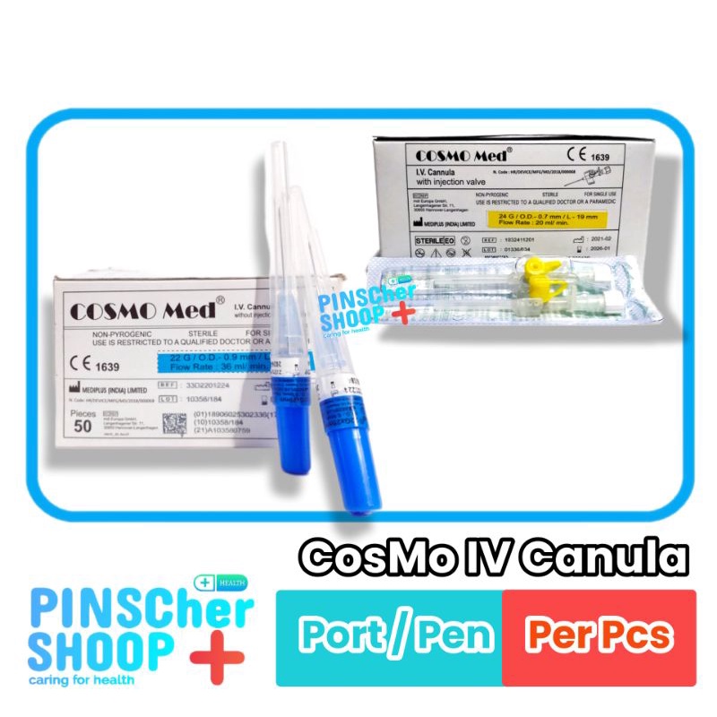 COSMOMED CANULA IV SAFETY WING + PORT &amp; PEN TIPE - SATUAN