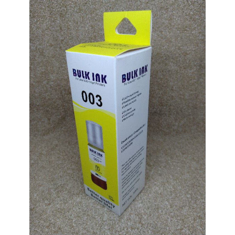 Tinta bulk ink 003 Oirgilan/Tinta /Tinta Epson/Tinta Printer/Tinta Printer Epson/Tinta 003/Tinta Epson L seris/Tinta Epson 003 untuk Printer L1110/L3100/L3101/L3110/L3150/L5190 NET VOL 70ML