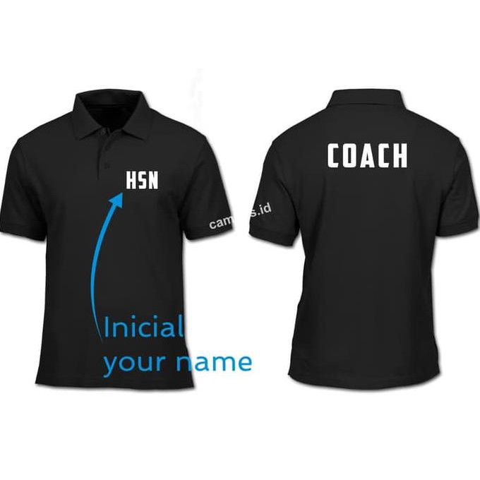 Kaos Polo Tshirt Baju Kerah Pelatih Coach Inisial Polos Bisa Couple Pria Wanita Murah
