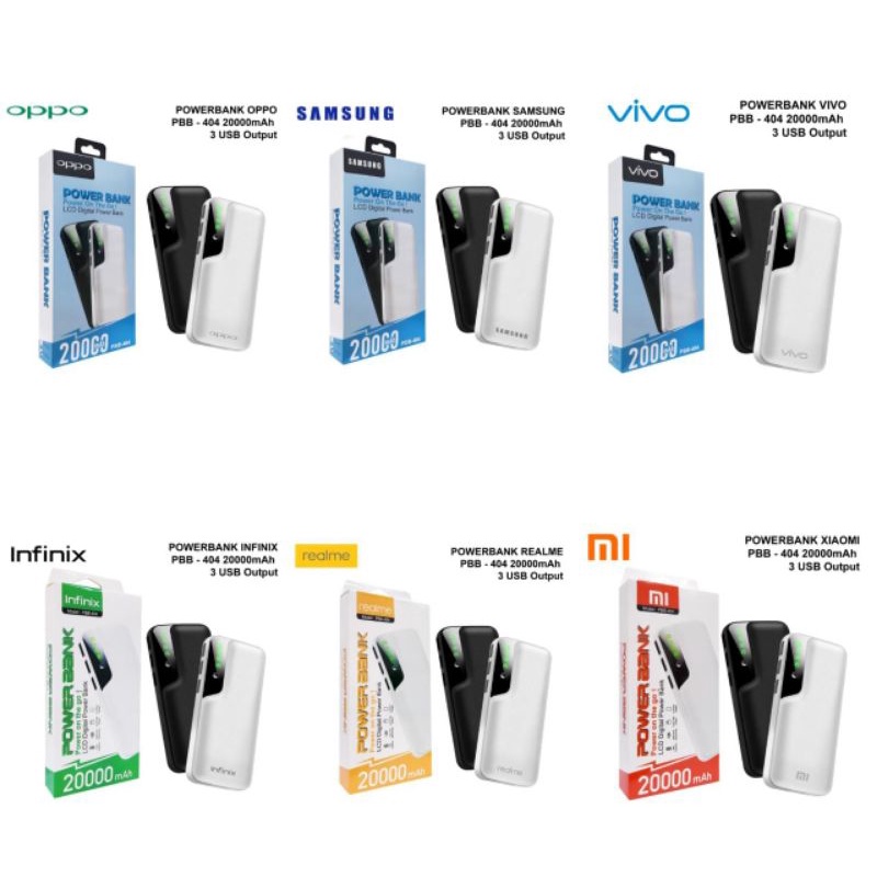 PROMO' POWERBANK 20000MAH PBB-405 BRANDED 3USB+LED