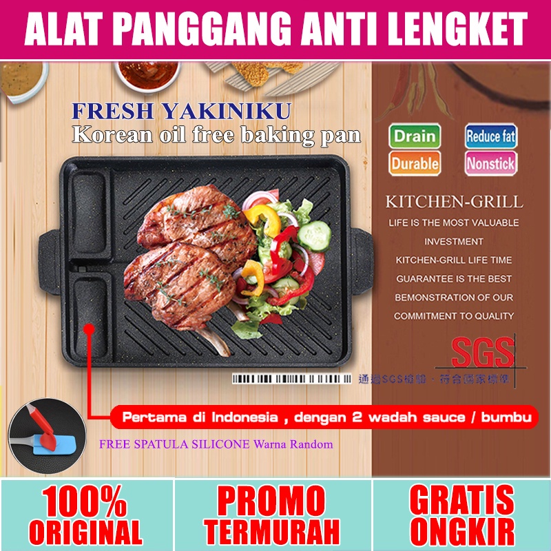 ALAT PANGGANG YAKINIKU GRILL PAN MURAH PANCI Alumunium marble GrillPan Anti lengket