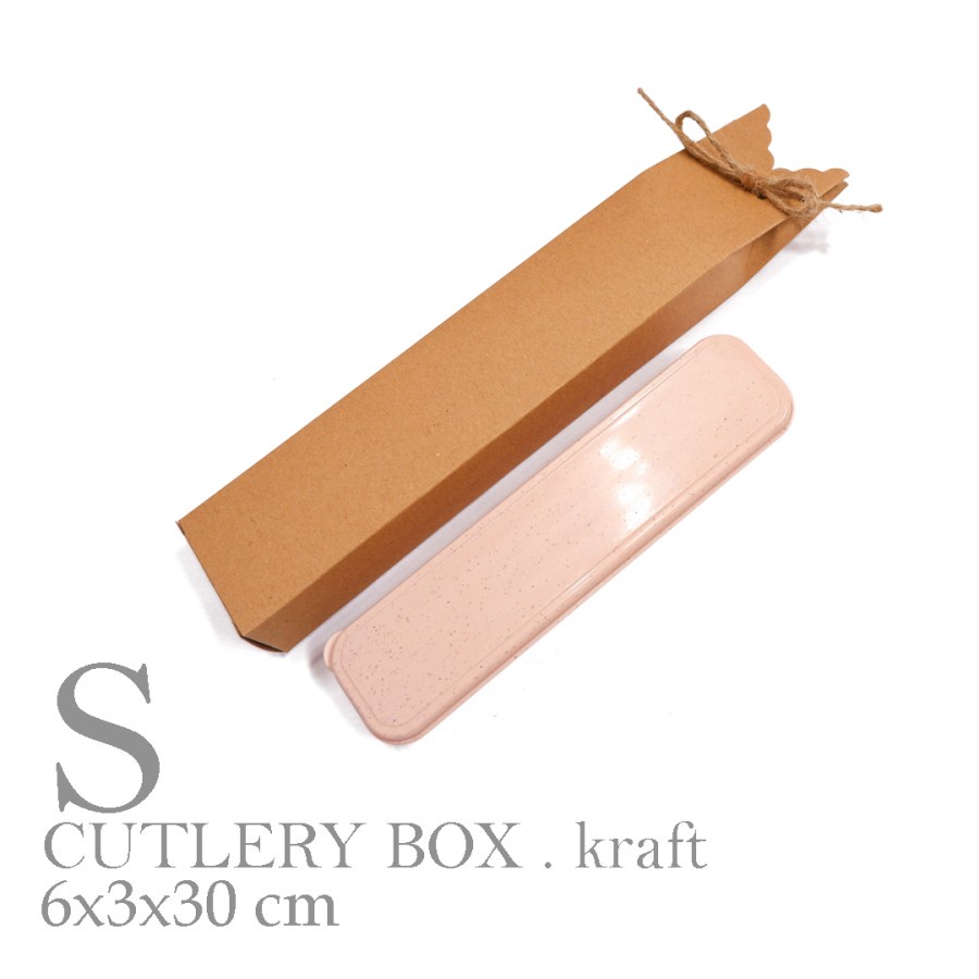 

kardus dus brown kraft box wedding souvenir cutlery set kemasan packaging hampers souvenir ukuran 6x3x30cm