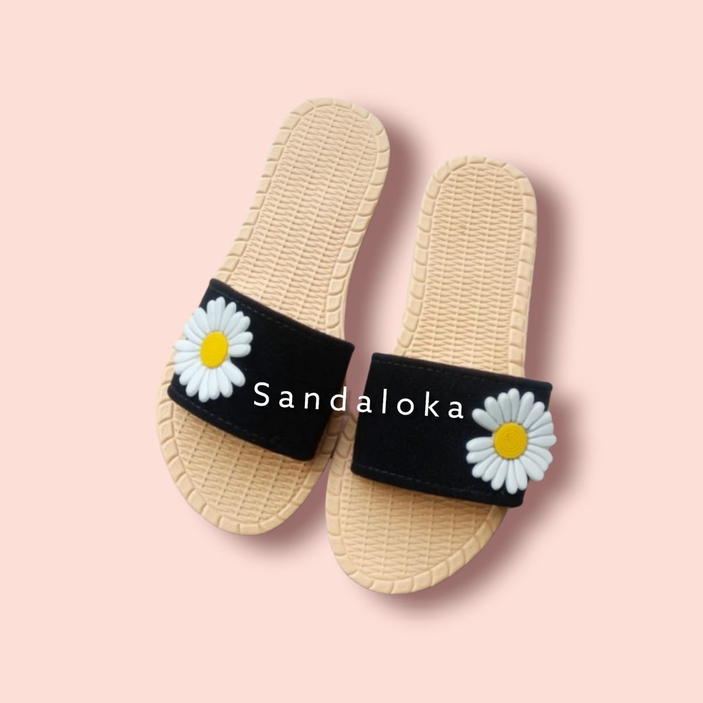 Sandal Wanita Suede Etnik Model Bunga | Bungan Matahari | Flowers