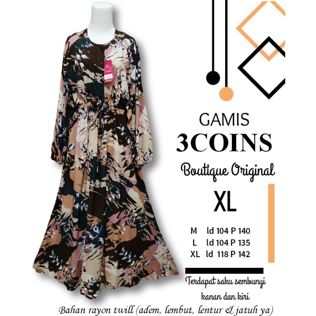 Gamis 3 Coins Boutique Original motif