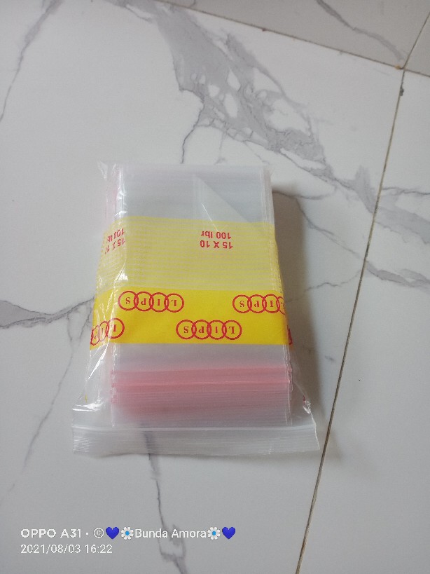 Plastik Klip Ukuran 15x10 Isi 100 Lembar