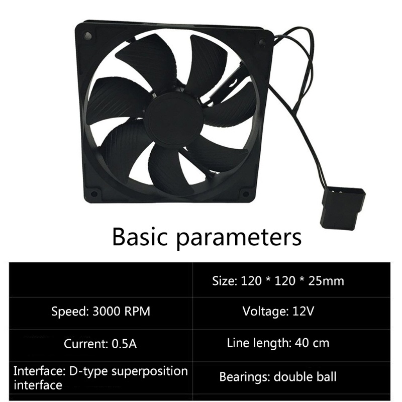 Bt 120mm Speeed Tinggi Chassis Cooling Fan Double Violent Fan 3000RPM 12V 0.5A Graphics Card Bracket Cooling Fan