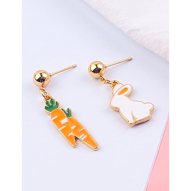 LRC Anting Tusuk Fashion White Rabbit Shape Decorated F12735