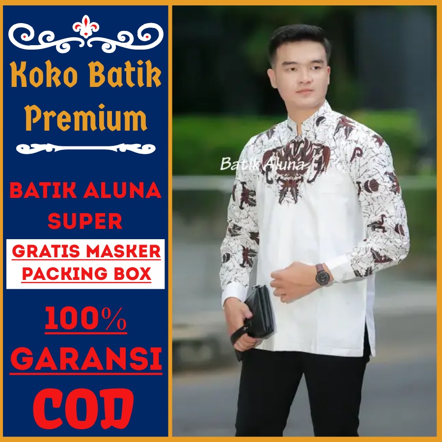 Baju kemeja koko batik pria lengan panjang premium modern putih lapis furing mewah reguler fit atasan seragam koko keluarga puasa lebaran terbaru 2022 preview rabbani kemko samase zayidan zoya syafira alisan prabuseno kekinian adem keren cowok