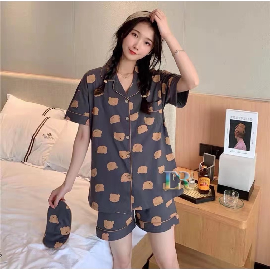 Piyama Wanita Dewasa One Set Lengan Pendek Size Fit To XXL Baju Tidur Cewek Non Daster Bali Lengan Panjang Full Kancing Busui Friendly