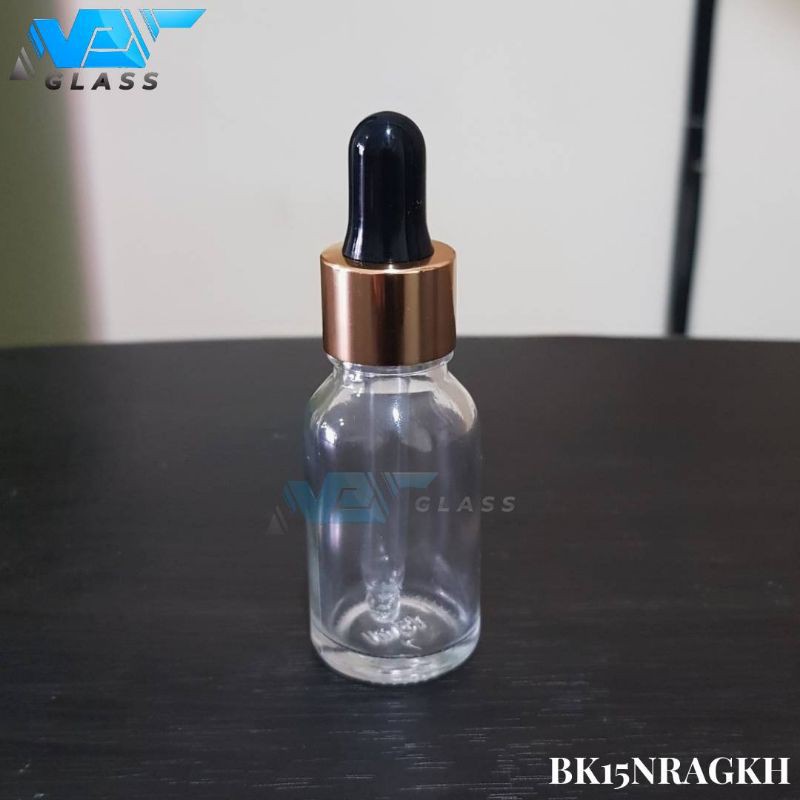 botol pipet kaca 15ml bening ring gold