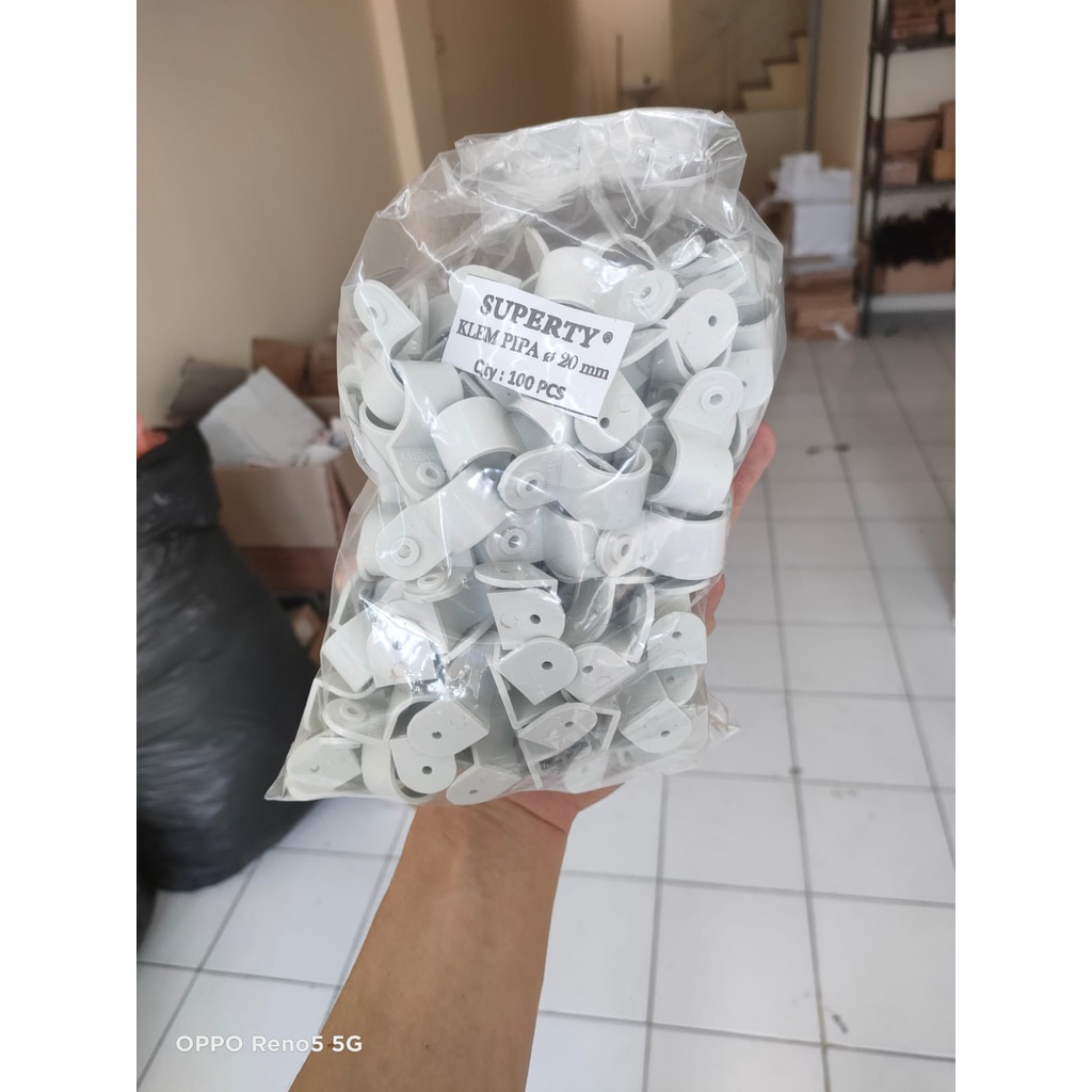 Klem Pipa PVC Conduit Konduit Listrik OMEGA PUTIH 20 MM 20mm PREMIUM