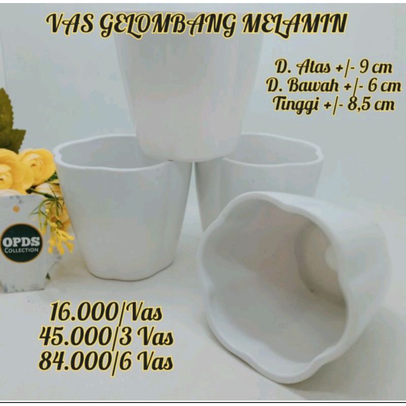Pot Putih Vas Gelombang Melamin