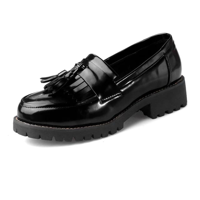 fakhrieshop- SEPATU LOAFERS '' STELLA '' PREMIUM BLACK GLOSY 907