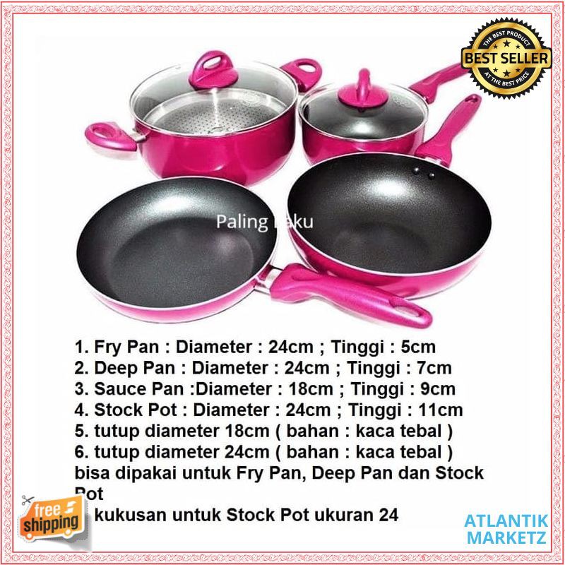 Supra Rosemary Cookware - Supra Panci Set 7pcs PINK WINE