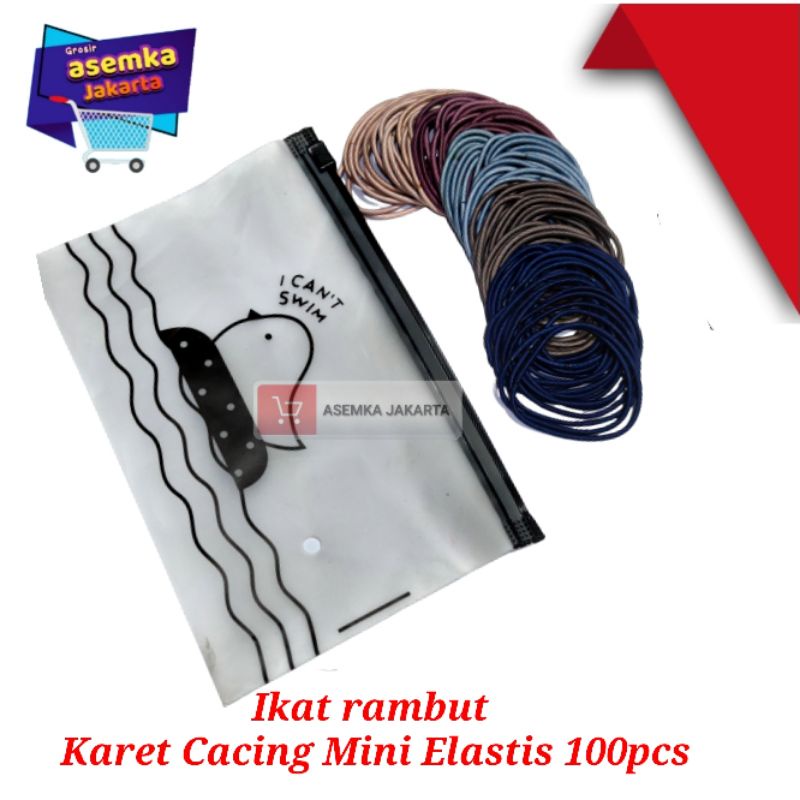 Karet Cacing Ikat rambut mini Elastis 100pcs