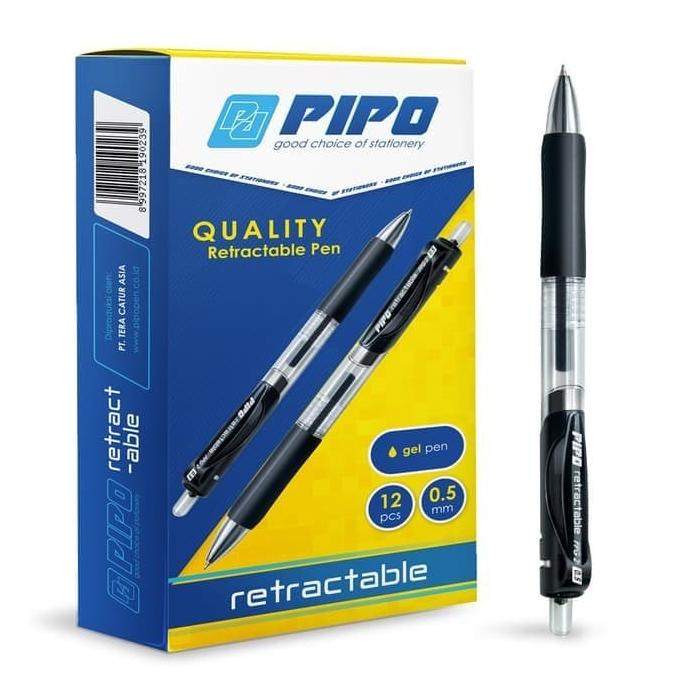

Pipo Retractable PPG2 Tinta Hitam isi 12pcs Anti Bocor dan Tahan air