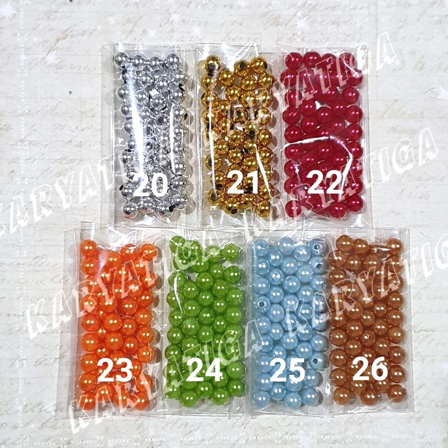 Mote Manik Mutiara Warna 8 mm (10 gram)